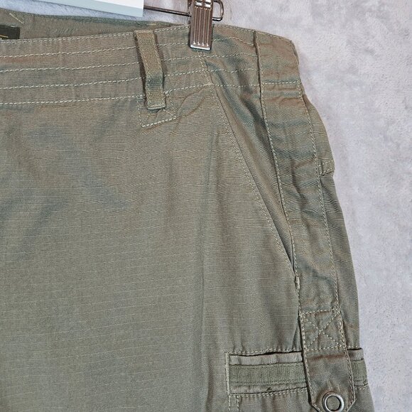 Eddie Bauer Womens 16w Olive Cargo Shorts Cotton Ripstop Durable hiking gorpcore - Picture 7 of 14